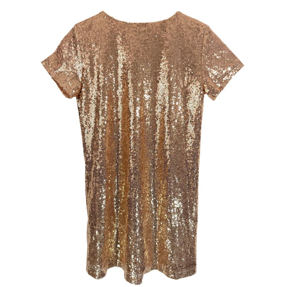 NWT Lulus Light Up the Night Champagne Sequin Mini Shift Dress Size Large - Picture 4 of 11